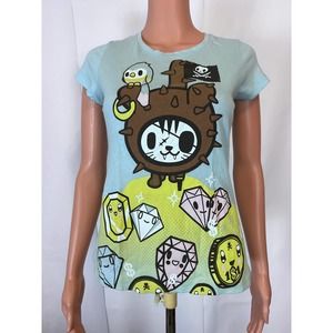 Tokidoki medium light blue t-shirt womens cactus friends patches pirate scene